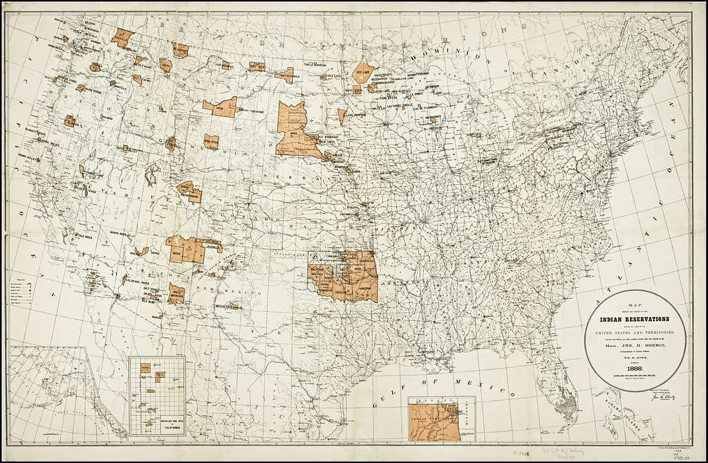 Map Showing The Location Of The Indian Reservations Within The Limits Of The United States And