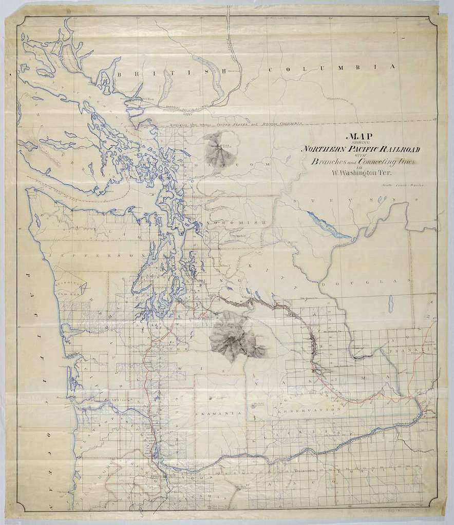 Map Showing Northern Pacific Railroad With Branches And Connecting 