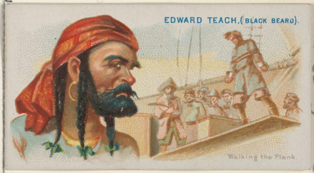 Edward Teach (Black Beard), Walking the Plank, from the Pirates of the  Spanish Main series (N19) for Allen &amp; Ginter Cigarettes - PICRYL Public  Domain Image