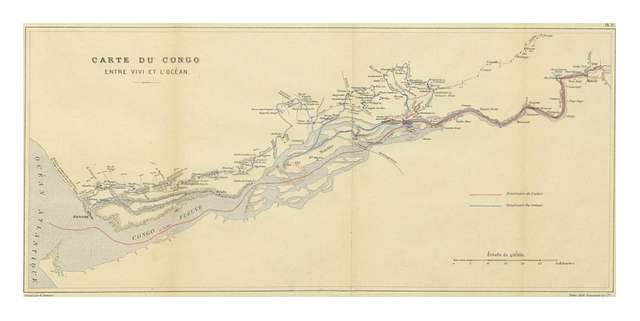 Stanley Pool. Pool Malebo. Congo. Congo Basin, 1885 antique map