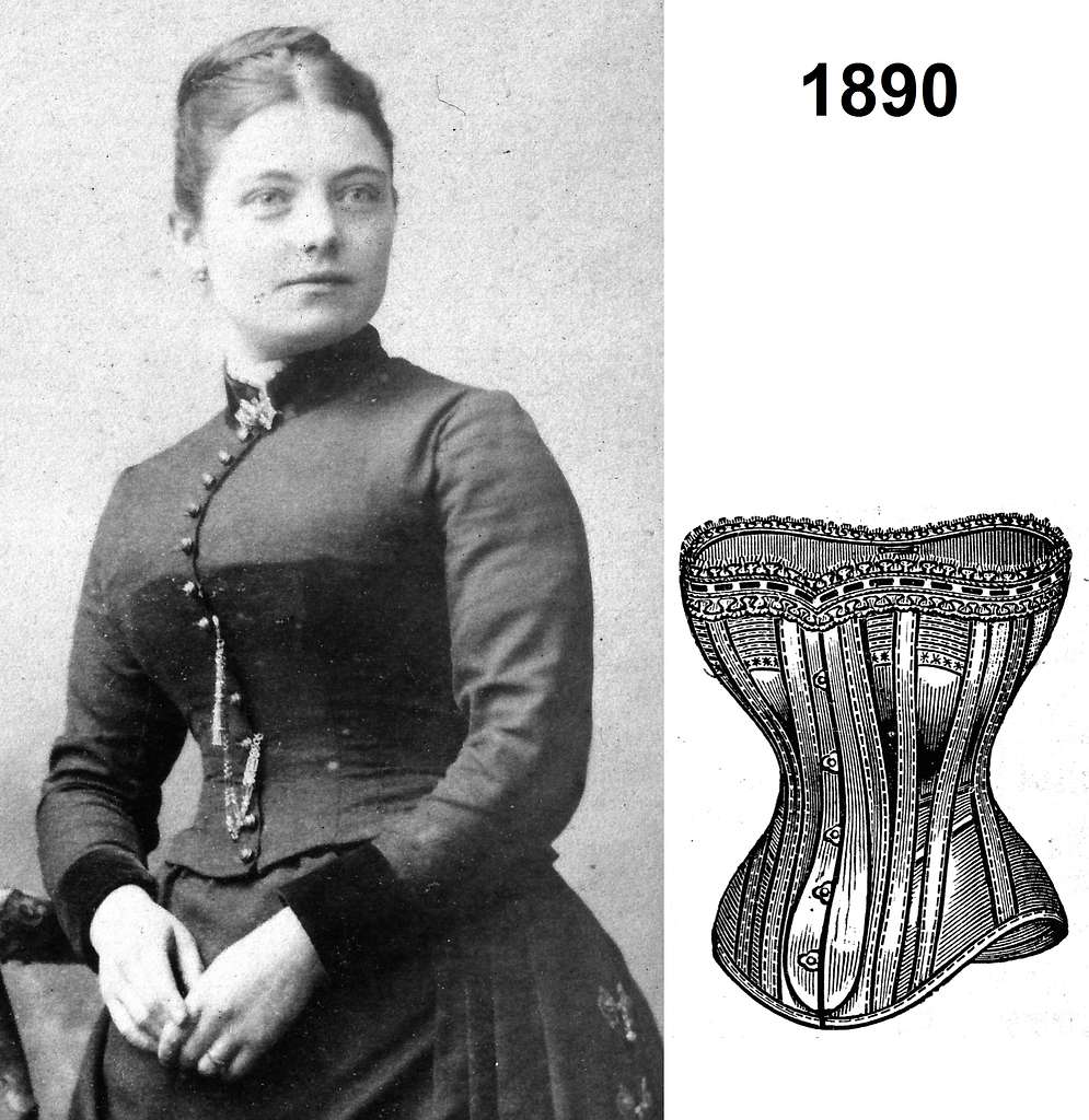 1890korsettmJ - A black and white photo of a woman wearing a corset -  PICRYL - Public Domain Media Search Engine Public Domain Search