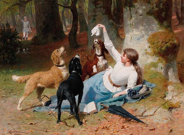 English Late 19th Century Vertical Oil Painting of a Dog Sitting