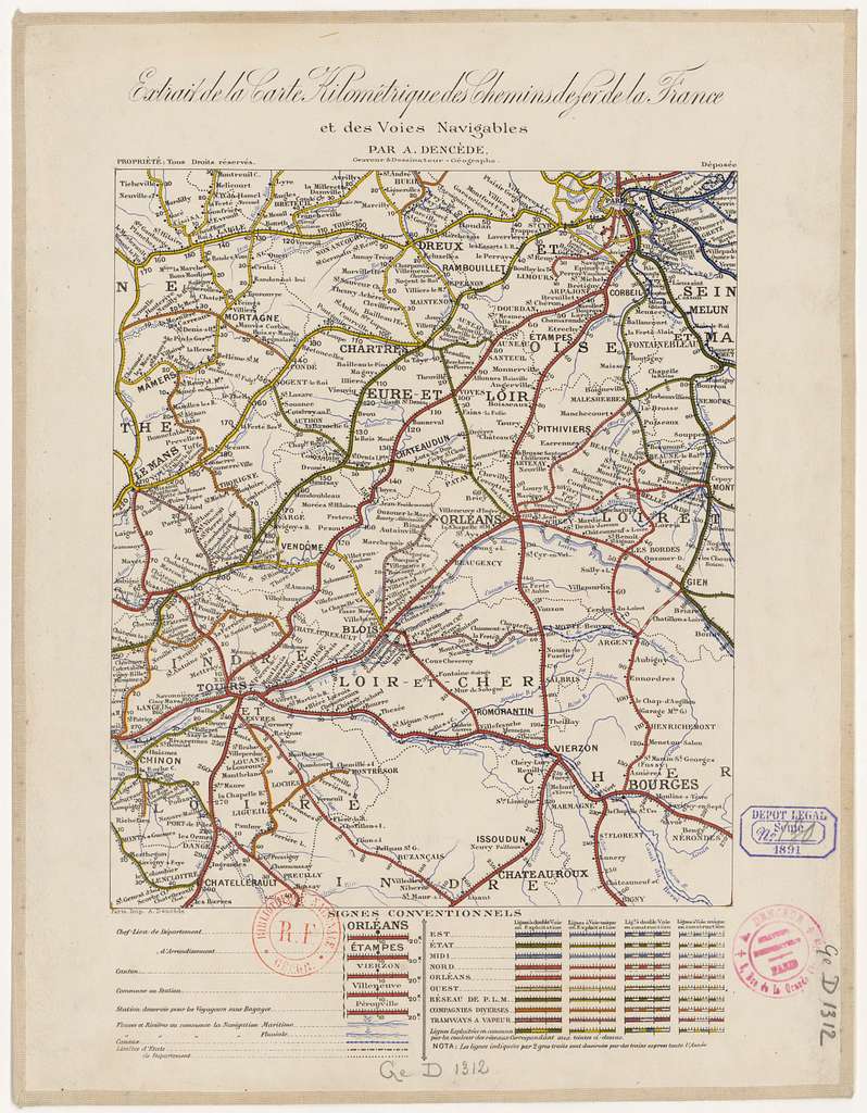 Extrait de la carte kilométrique des chemins de fer de la France et des