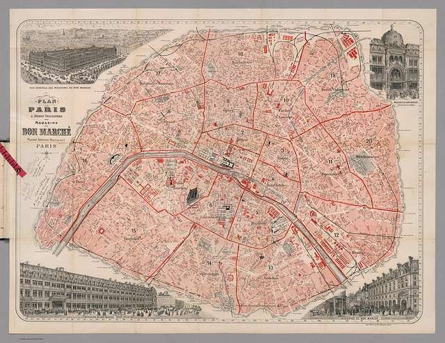 Plan de Paris des Magasins du Bon Marche.: Geographicus Rare