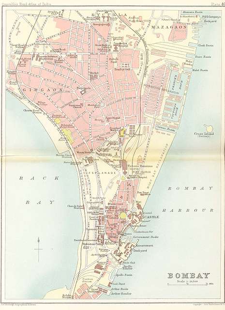 Map of Bombay from maps of constable' 1893 hand atlas - PICRYL - Public ...