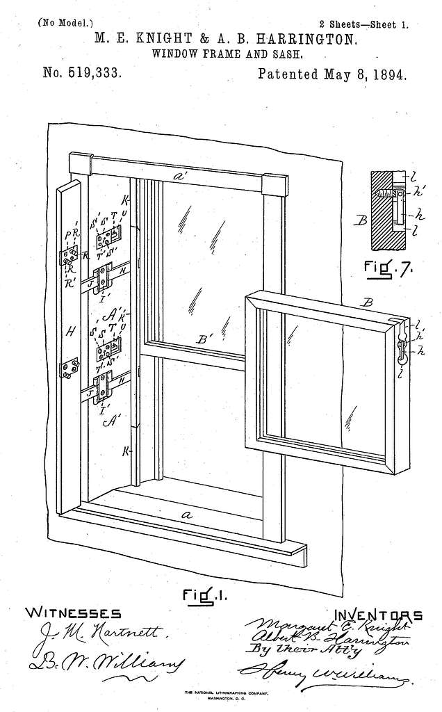 Patent drawing - US519333-Window frame with sash (2) Public domain