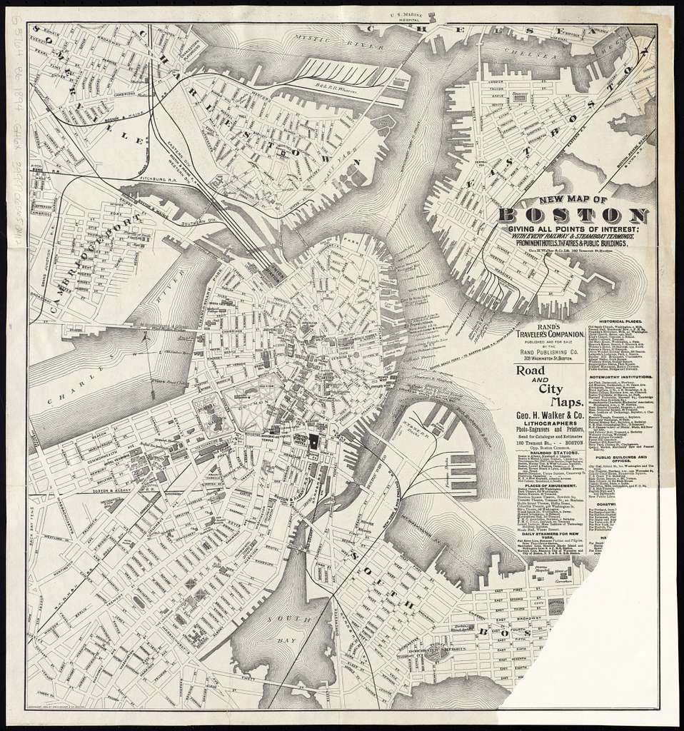 1894 New map of Boston giving all points of interest, with every ...