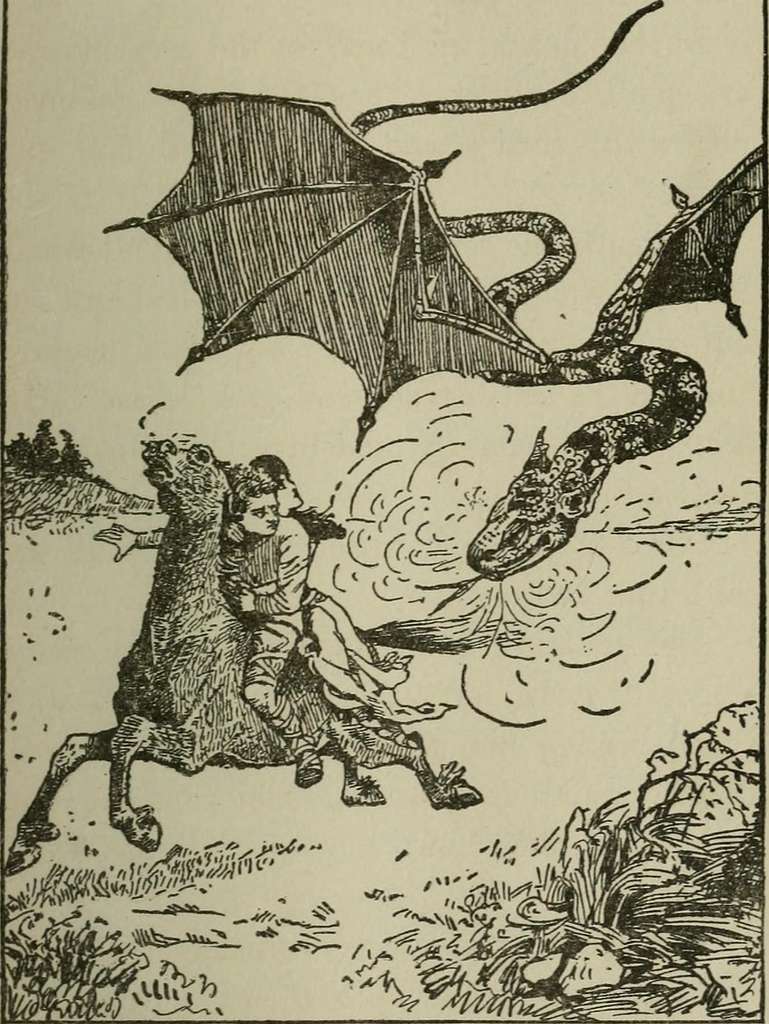 Cossack fairy tales and folk-tales . ith his huge broadsword, a full fathom  long,which the Lord had given him, and chopped off allthe Dragons six  heads, and the rock fell upon theDragons