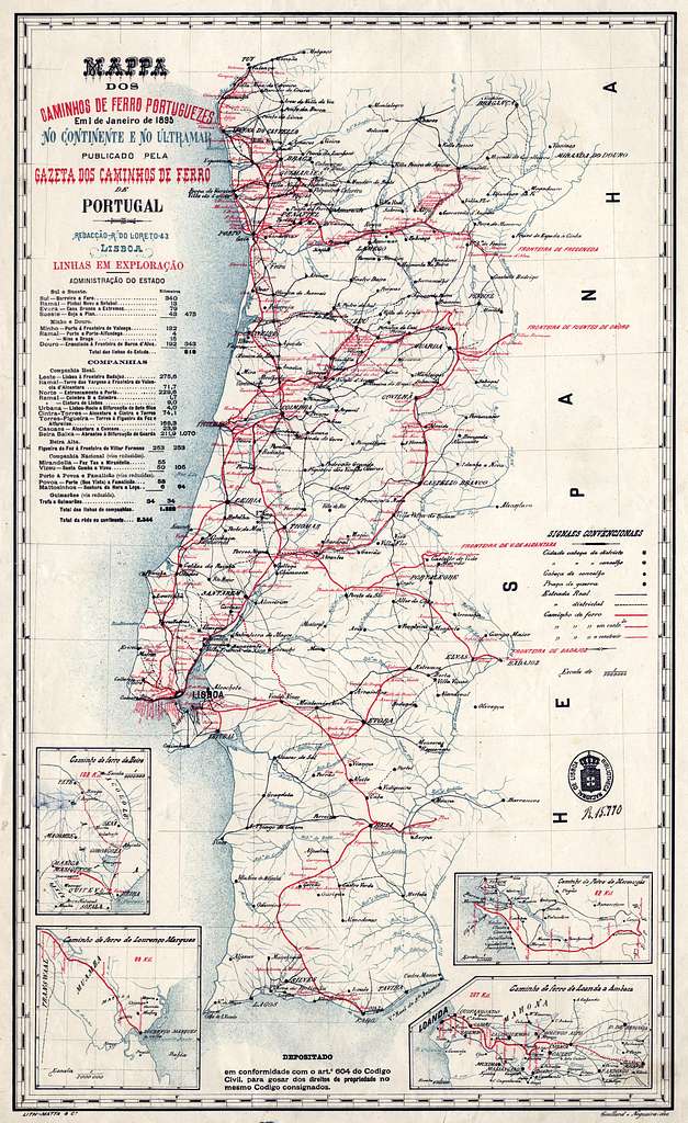 Old Map of Portugal Mapa De Portugal Portuguese Map Vintage 