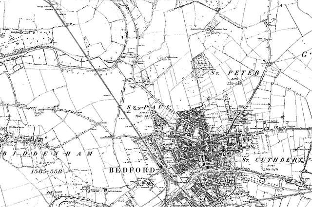 Map of Bedfordshire OS Map name 011-SE, Ordnance Survey, 1885-1896 ...