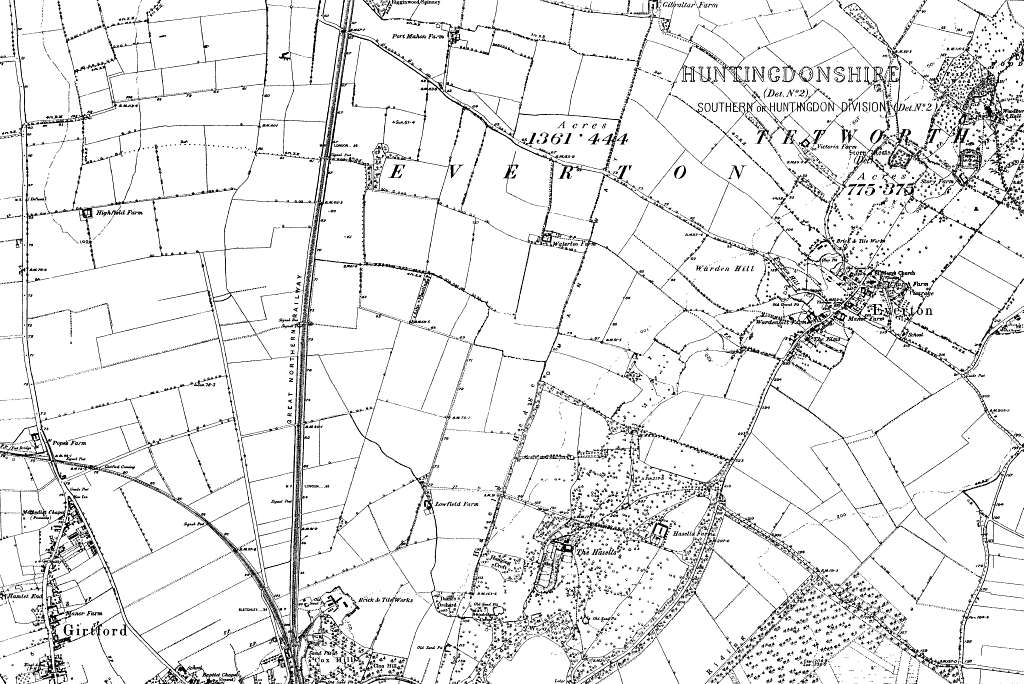 Map of Bedfordshire OS Map name 013-SW, Ordnance Survey, 1885-1896 ...