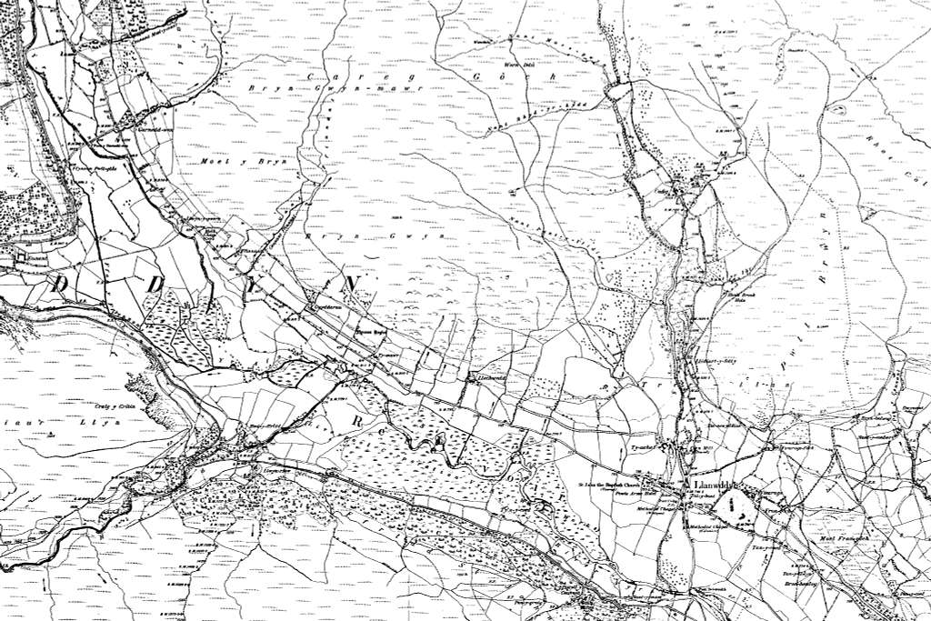 Map of Montgomeryshire OS Map name 008-NW, Ordnance Survey, 1885-1896 ...