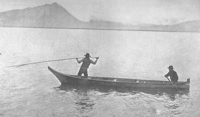 Native American Indian Spear Fishing from a Canoe, Stock Photo, Picture And  Rights Managed Image. Pic. MEV-12279092