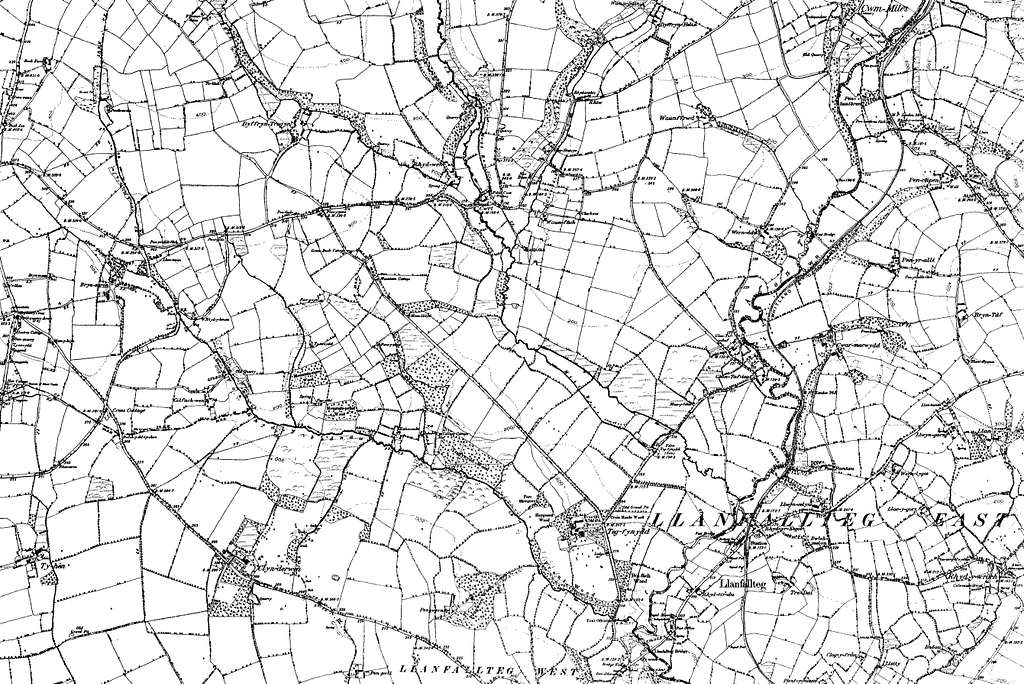 Map Of Carmarthenshire Os Map Name 036-ne, Ordnance Survey, 1888-1898 