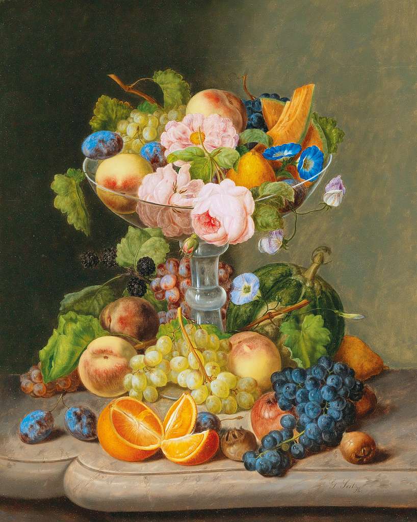 Johann Georg Seitz - Large Still Life with Flowers and Fruit - PICRYL -  Public Domain Media Search Engine Public Domain Image