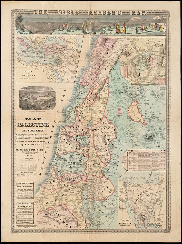 Map of Palestine and all Bible lands, containing the ancient and modern ...