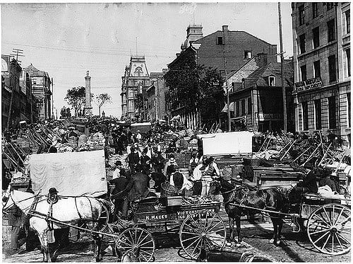 Market day Jacques Cartier Square Montreal QC about 1900