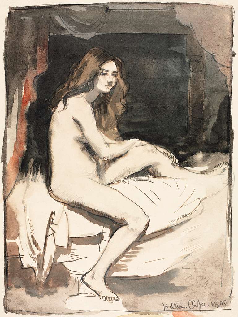 Naked Woman Posing Sexually Vintage Nude Illustration Nude Study By William Orpen