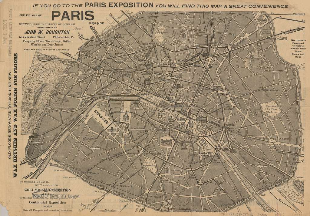 1900 Fontainebleau near Paris, France map. Antique. Château de  Fontainebleau.