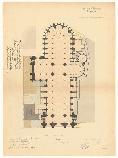 Plan de la cathédrale de Soissons (1850) - Archives nationales (France ...