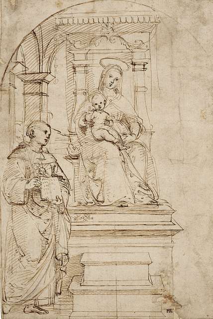 Raffael (Raffaello Santi) - Sketch for an enthroned Virgin and Child ...