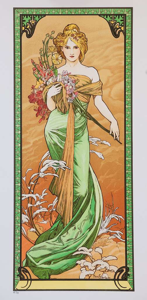 Spring by Alfons Mucha, Art Nouveau Poster - PICRYL - Public Domain ...