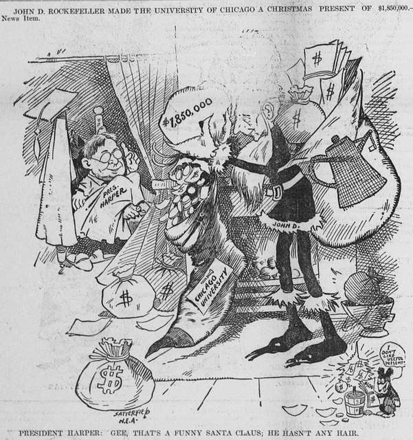 Satterfield Cartoon On Rockefeller Gift To University Of Chicago (1903 