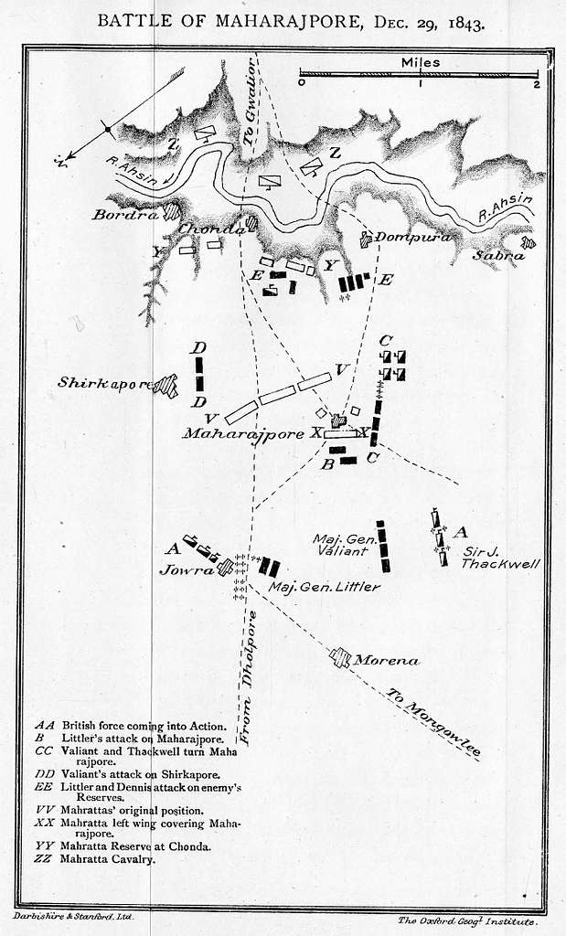 Battle of Maharajpore - A map of the battle of mahapore - PICRYL