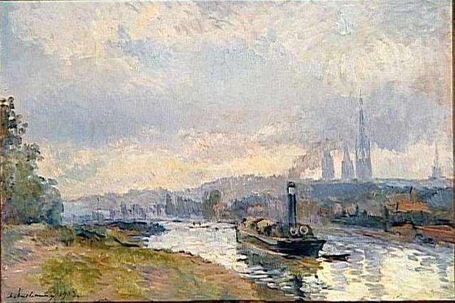 Tugboat at the Pont Neuf, Paris (1923) painting in high re…