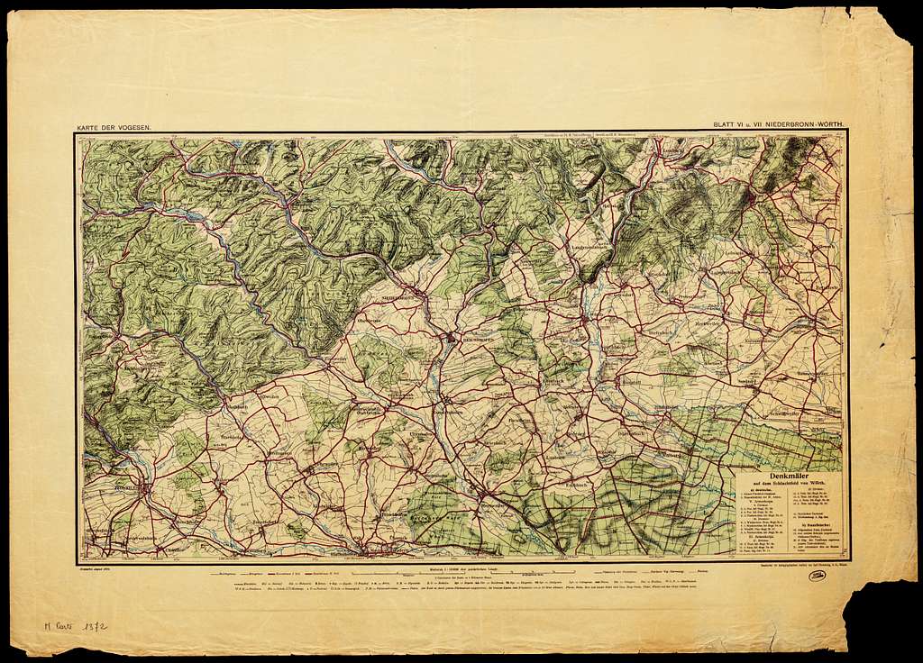 Karte der Vogesen im Massstabe 1-50 000. Blatt VI und VII, Niederbronn - Wörth - herausgegeben 