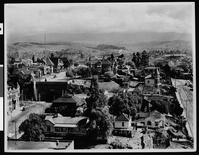 Panoramic view of Los Angeles, from the court house (corner of Broadway ...