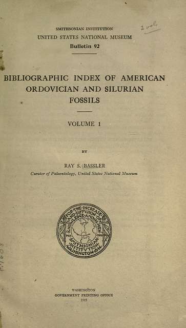 Bibliographic Index Of American Ordovician And Silurian Fossils ...