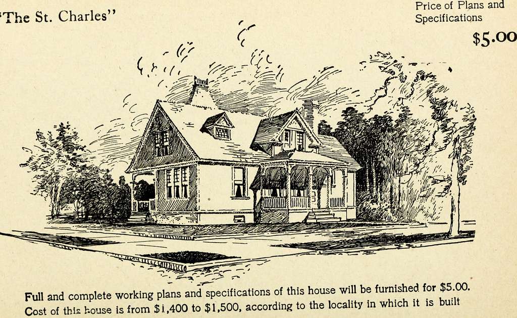 Hodgson's low cost American homes; perspective views and floor plans of ...