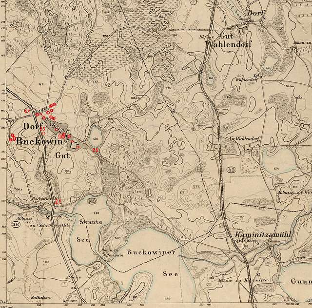 Karte Von Linde 1906 - An Old Map Of A Town With Red Dots On It 