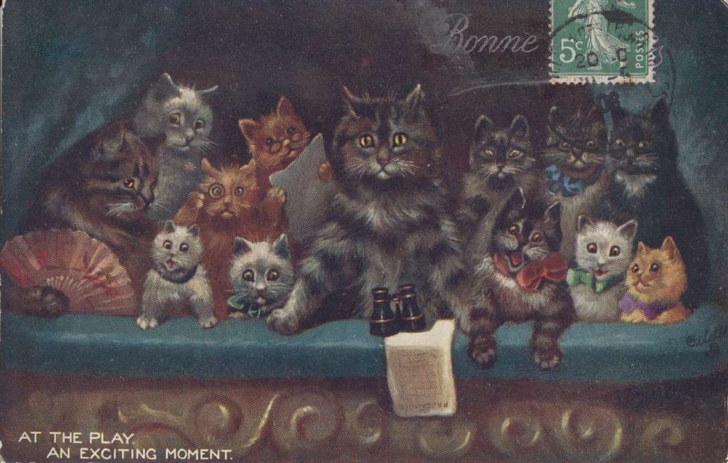 Cats Decorating Christmas Tree by Louis Wain