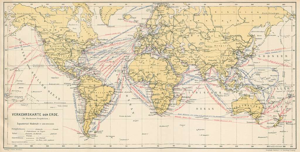 1907 map - Verkehrskarte der Erde - PICRYL Public Domain Search
