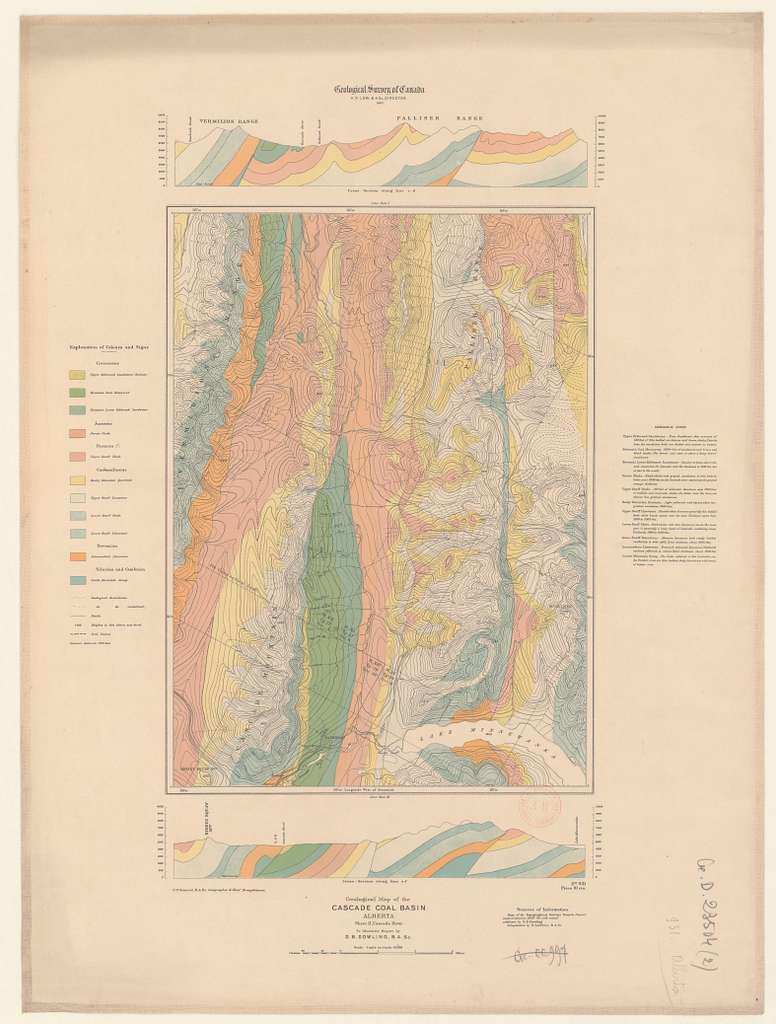 Geological Map Of The Cascade Coal Basin, Alberta. To Illustrate Report 