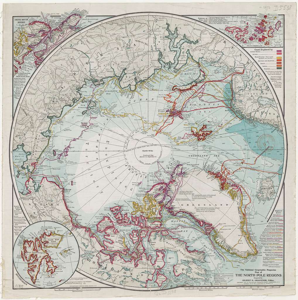 The national geographic magazine. Map of the north pole regions ...