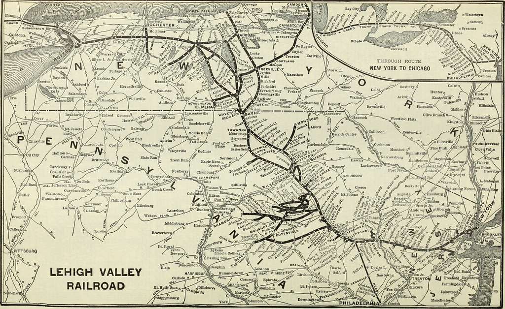 1909 Map of Lehigh Valley Railroad Lines - PICRYL - Public Domain Media ...