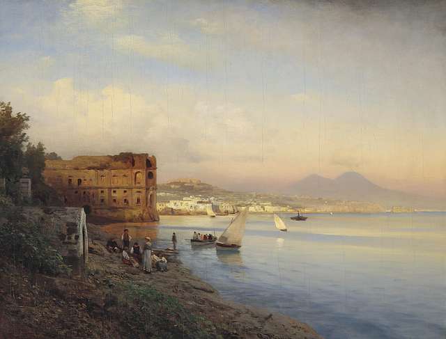Veduta di Napoli dalla spiaggia di Chiaia, Carelli Consalvo