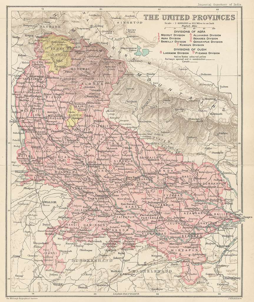 Map Of The United Provinces From The Imperial Gazetteer Of India (1907 