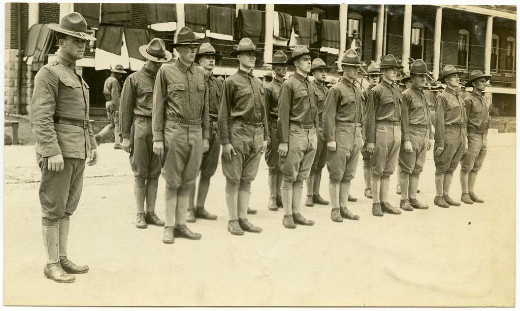 A Group of Soldiers Lined Up in Two Rows Standing at Attention - PICRYL ...