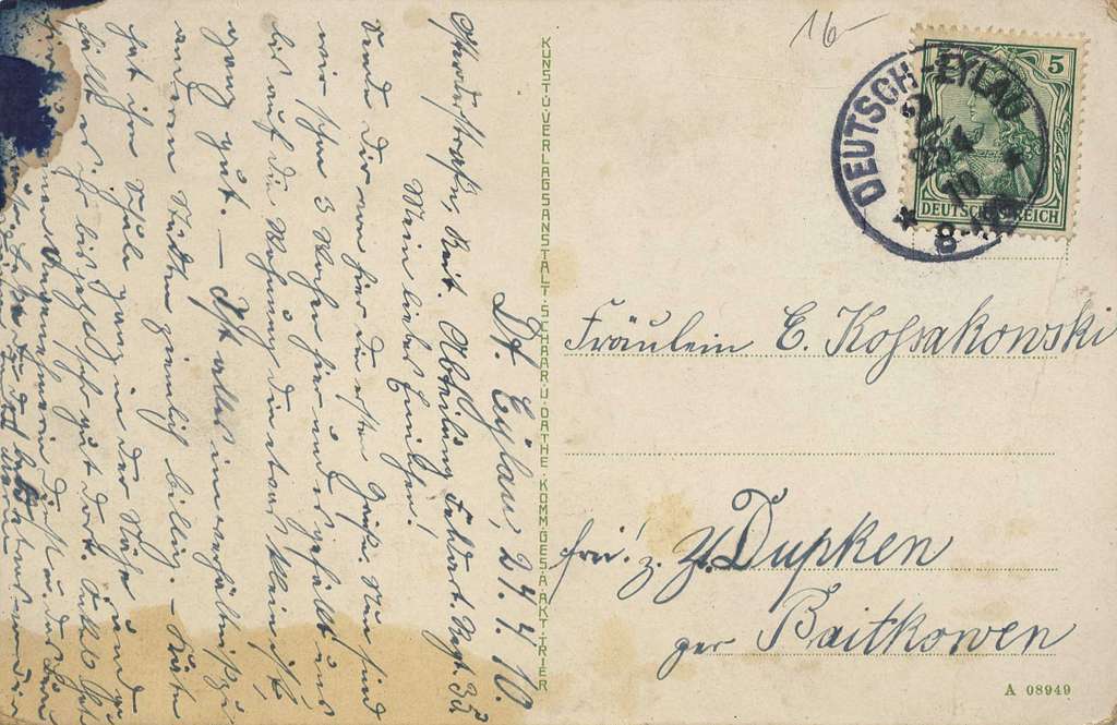 Deutsch Eylau, Westpreußen - Loebauer Straße mit Kaiserl. Postamt (back ...