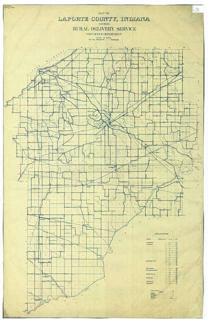 Map of LaPorte County Indiana Showing Rural Delivery Service ...