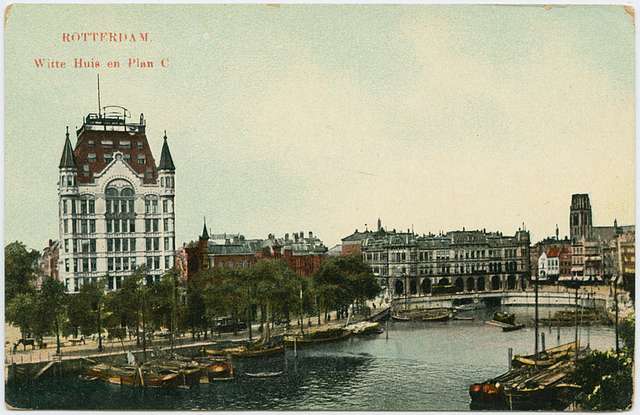 Prentbriefkaart Oude Haven Met Het Witte Huis Geldersekade