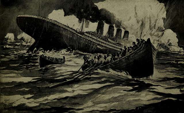 The destruction of RMS Titanic - Public domain book illustration ...