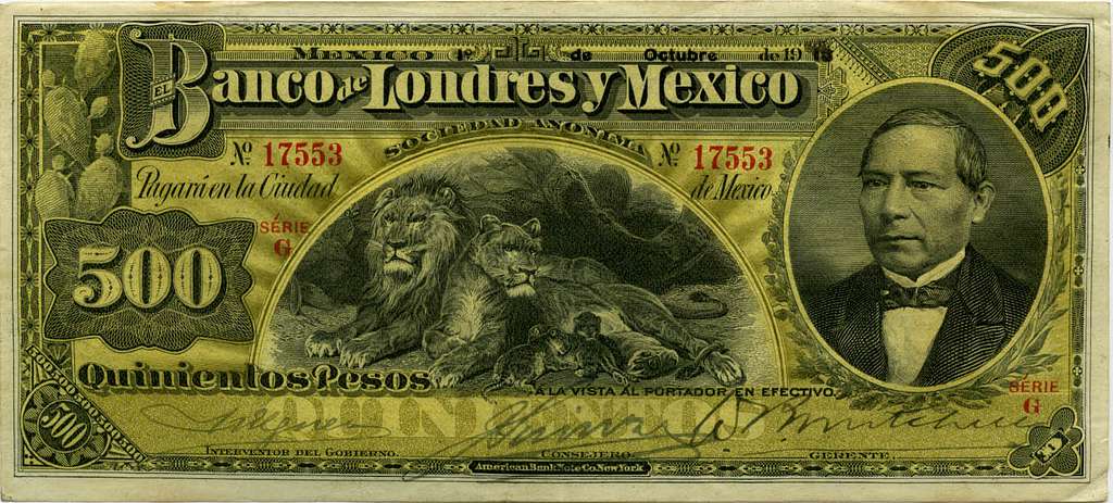 El Banco de Londres y Mexico 500 Pesos - PICRYL - Public Domain