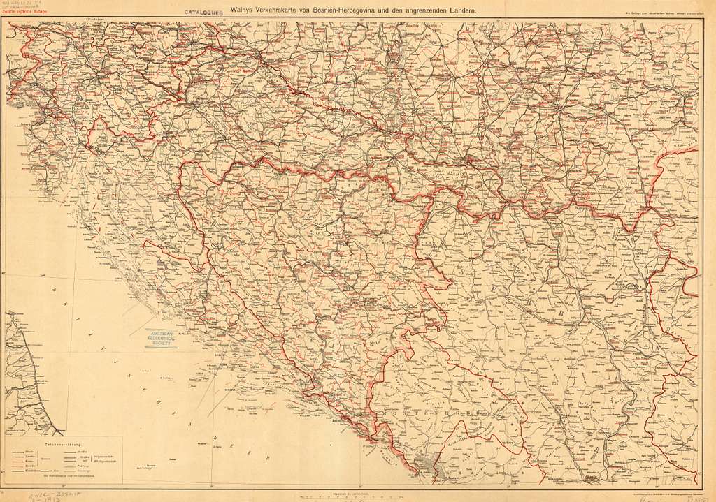Walnys Verkehrskarte von Bosnien-Hercegovina und den angrenzenden