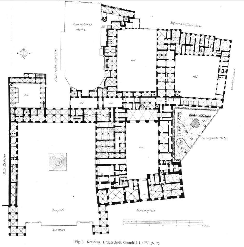 Salzburg Residenz Grundriss EG aus Tieze Die profanen Denkmale der ...