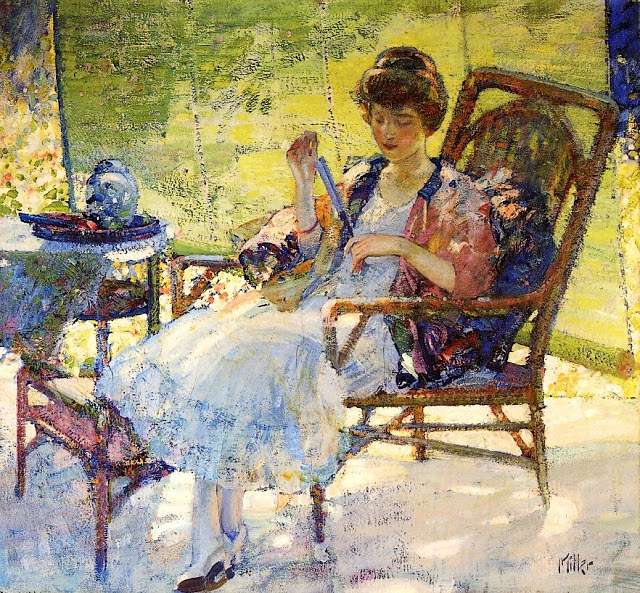 油絵 Richard Edward Miller_ 庭園にて ma1635 :MA1635:絵画制作